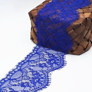 Французское кружево, шантильи, с ресницами / цвет электрик / ширина 13,5 см / купон 3 метра Француз 56031 електрик фото